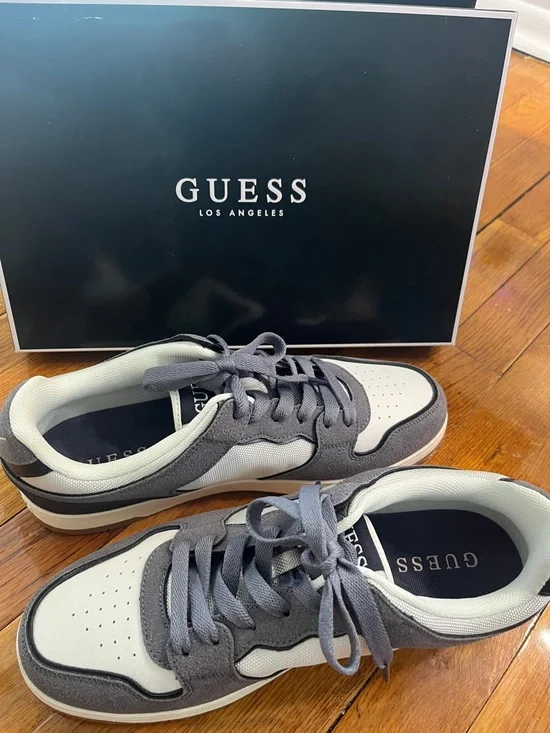 GUESS Gray and White Men's Low-Top Sneakers - Picture 4 of 10